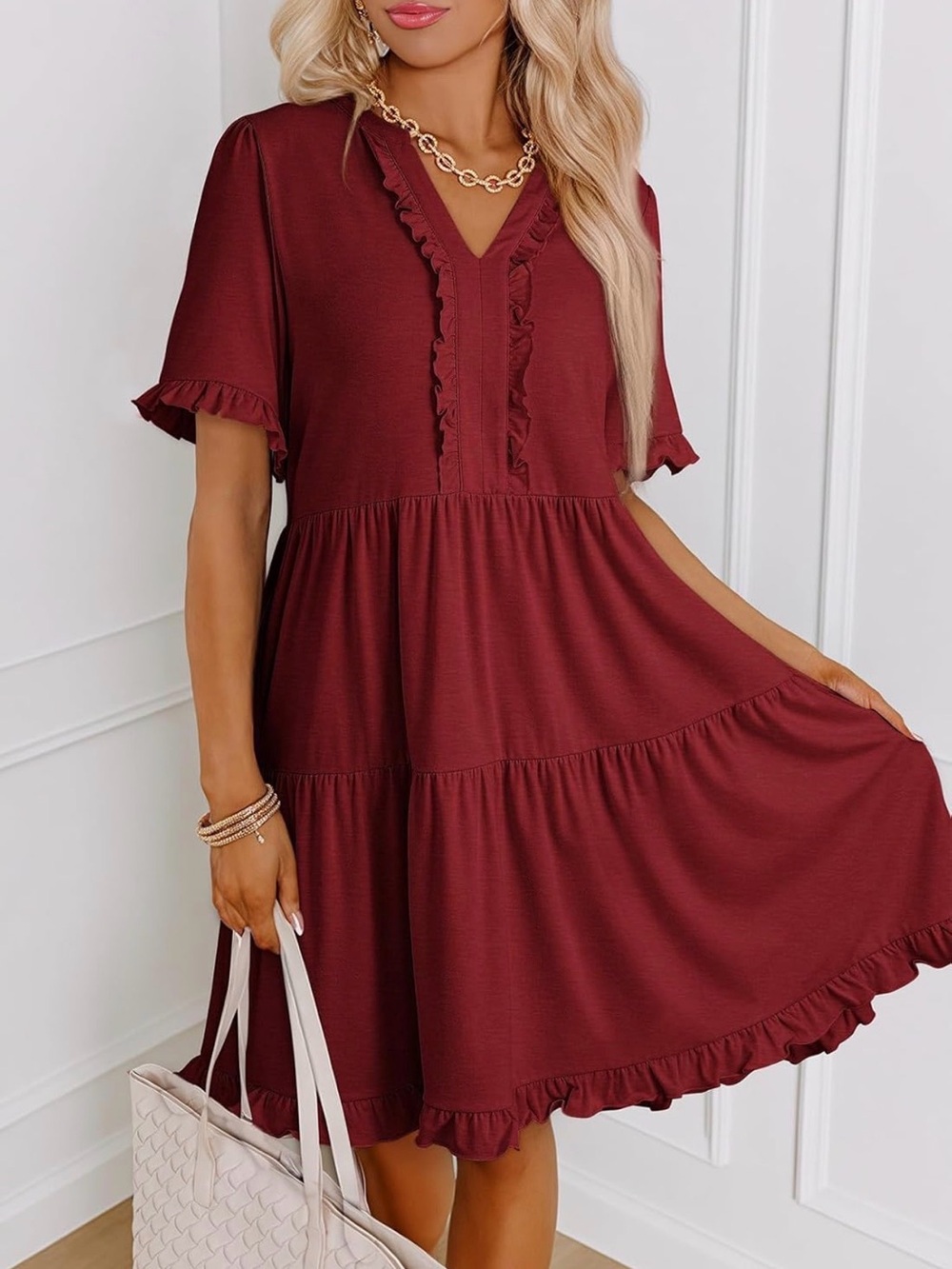 Dokotoo Womens A Line Babydoll Casual Summer Dresses with Pockets